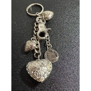 Kathy Van Zealand Silver Tone Heart Charm Keychain Bag Charm Purse Charm Keyring